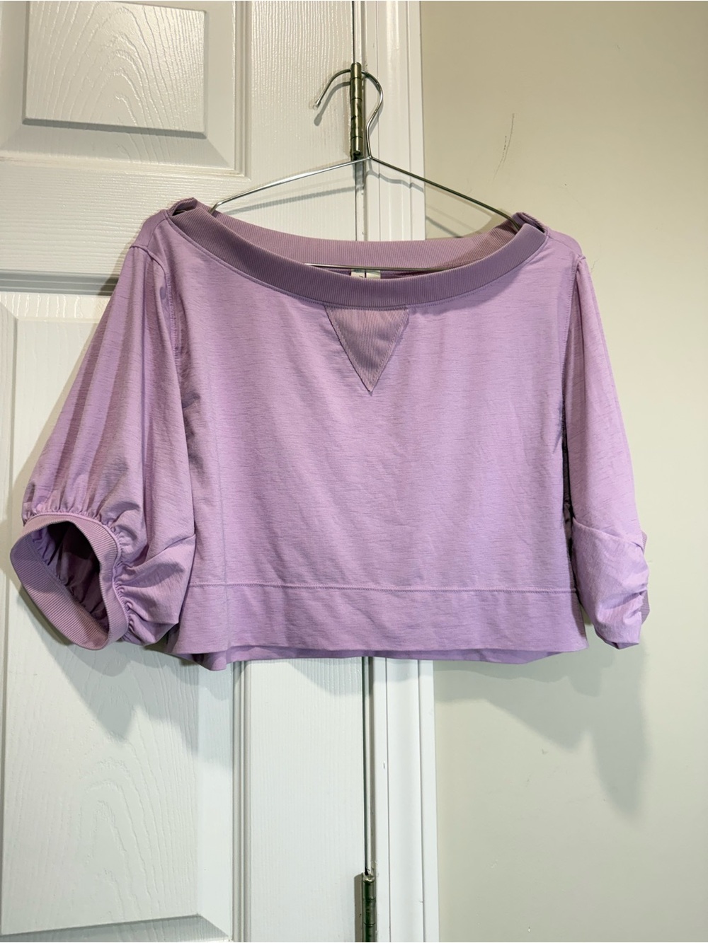NWOT Free People Movement Lavender Puff Sleeve Cropped Sweatshirt Size XS